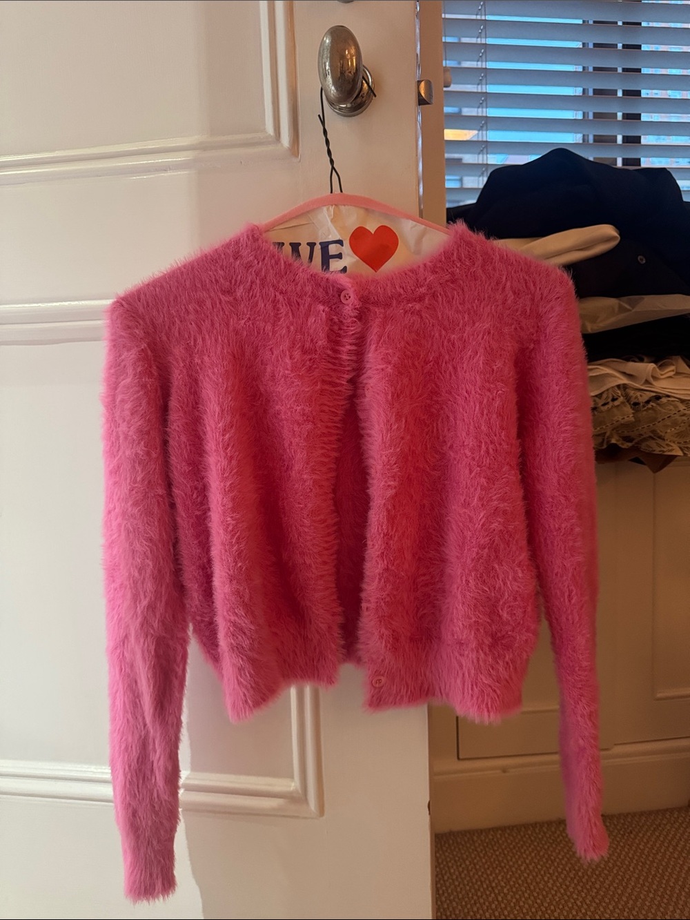 Princess Polly Fuzzy Pink Cardigan Jacket - Soft Cozy Layer